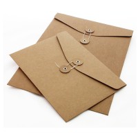 Custom wholesale price Kraft paper button closure envelopes a4 string envelopes