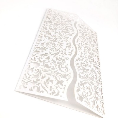 Metallic Finish Laser Cut Card For Wedding and Invitation